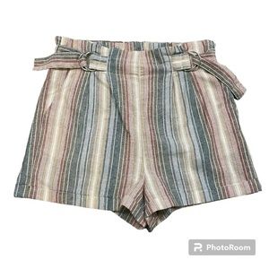 Ci Sono Striped Paperbag Buckle Shorts Women’s XLarge
